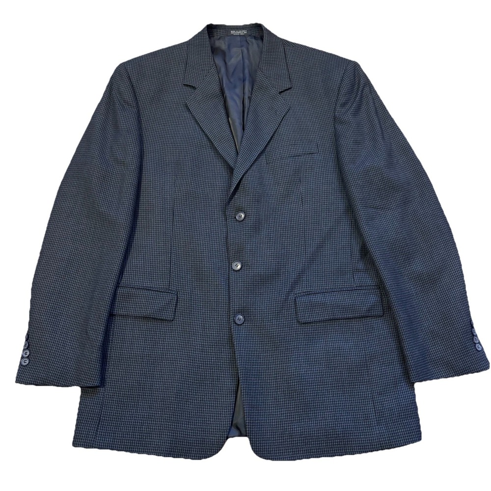 Gianfranco Ruffini Italy Mens 44L Blazer Sport Coat Houndstooth Worsted Wool